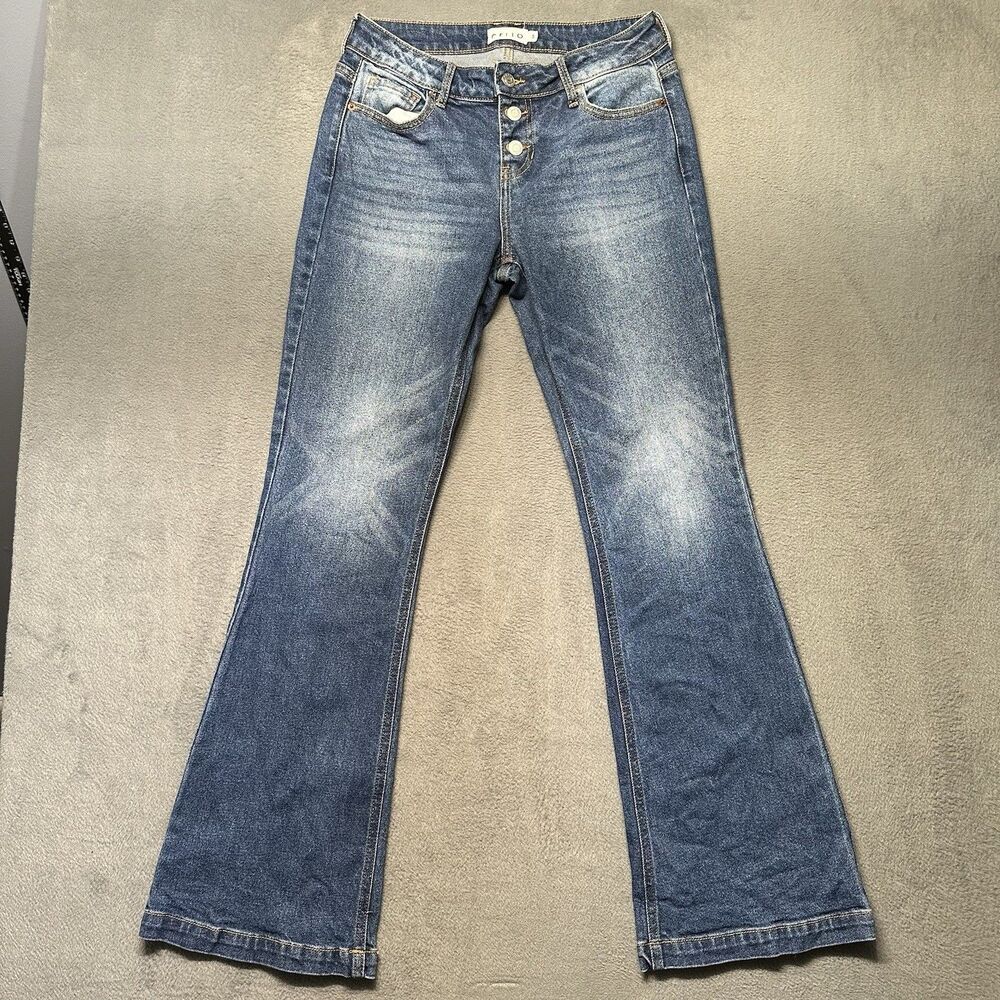 Cello Womens 5 Flare Jeans Blue Medium Wash Stretch Y2K Western Cowgirl EUC